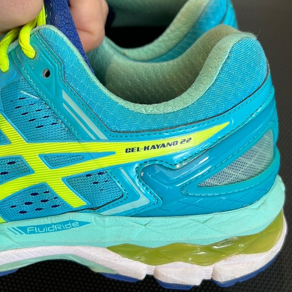 ASICS Gel Kayano 22 Running Shoe Blue Yellow Size 9 - Picture 8 of 10